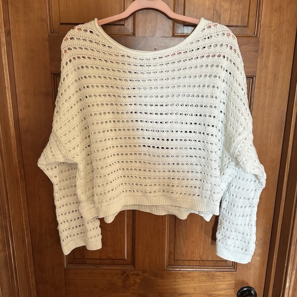 Hollister Women's White Easy Crochet-Style Crew Sweater Size XXL - Picture 2 of 15